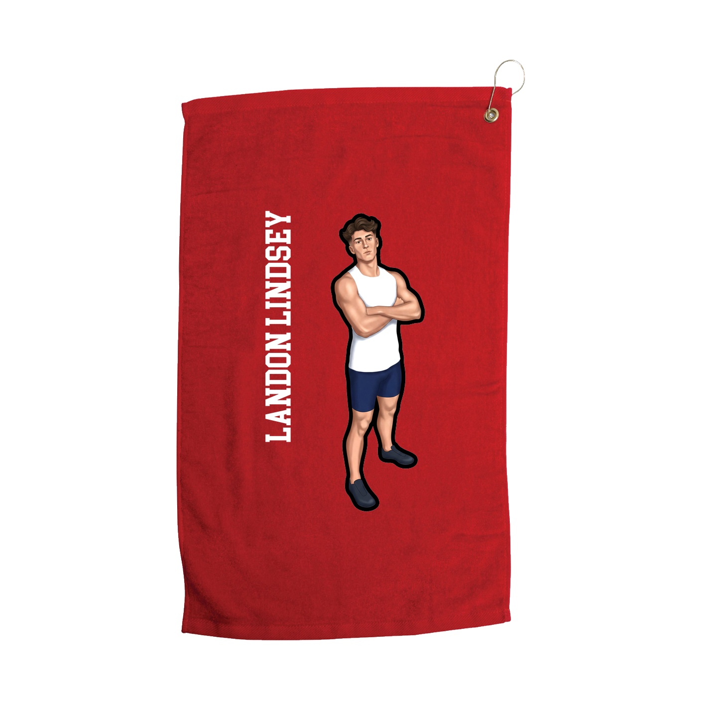 Golf Towel — Name Vertical in Red