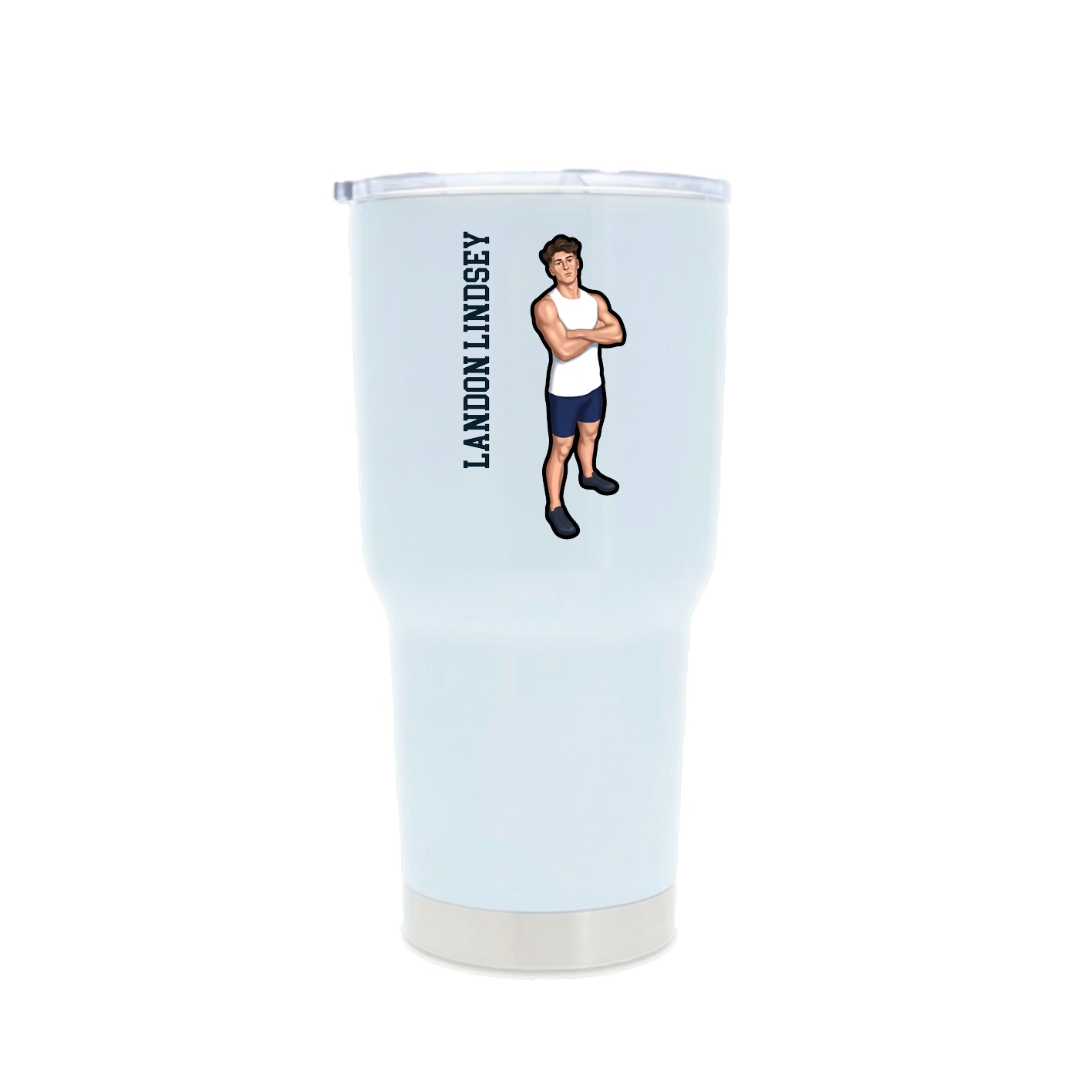 30oz Stainless Steel Tumbler — Name Vertical in White
