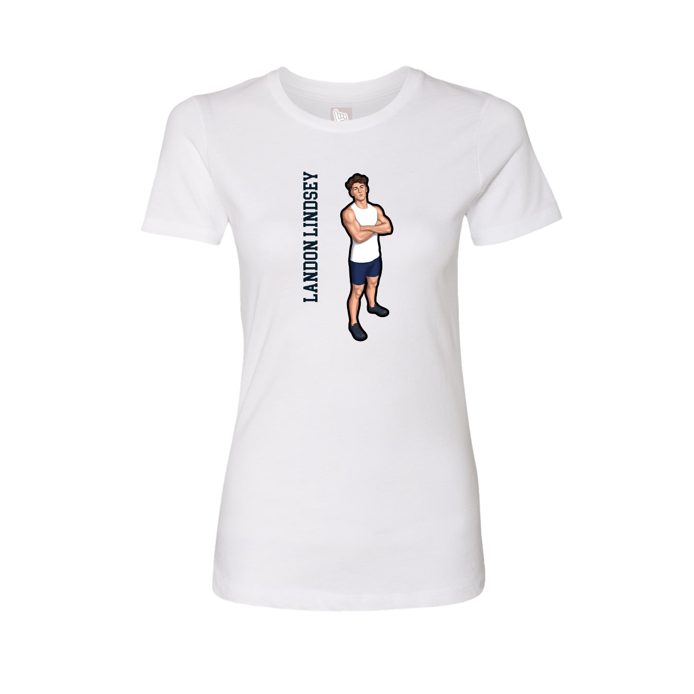 Womens Tee — Name Vertical in White