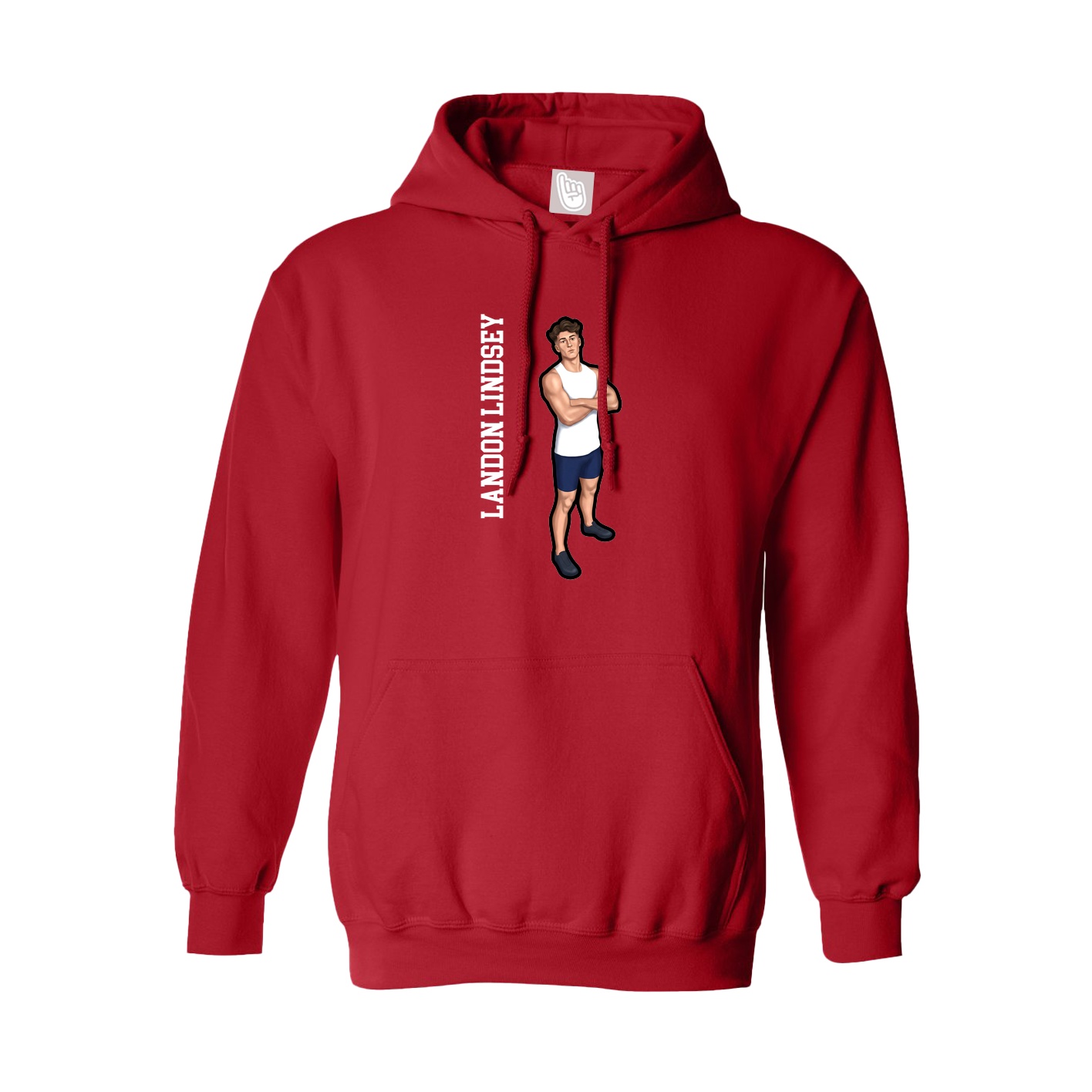 Youth Hoodie — Name Vertical in Red