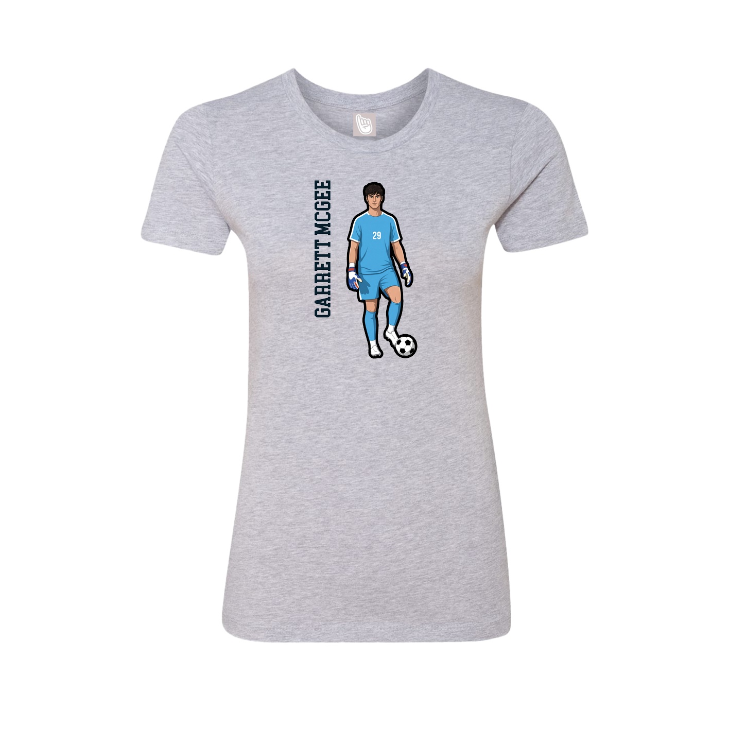 Fitted Women's Tee — Name Vertical in Grey
