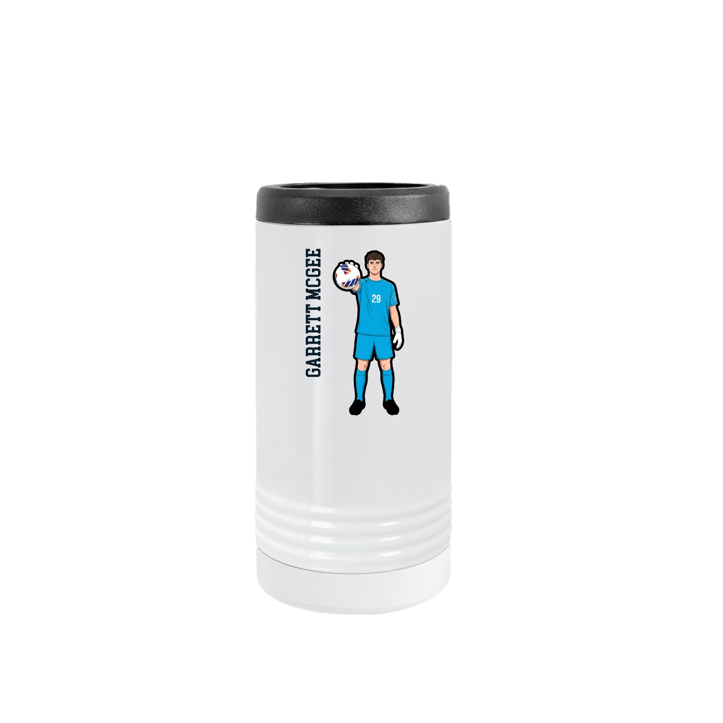 Slim Beverage Holder — Name Vertical in White