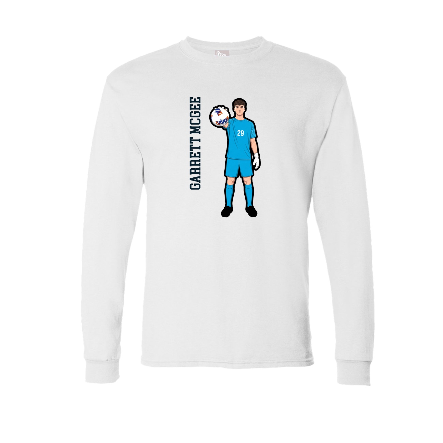 Long Sleeve Tee — Name Vertical in White