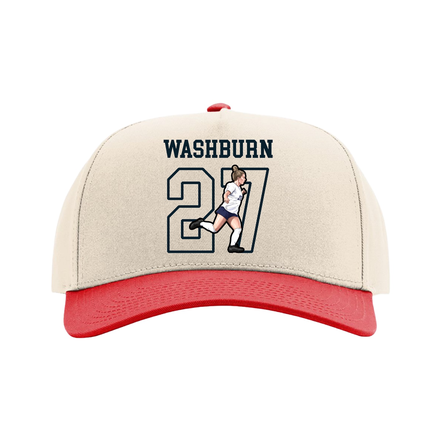 Full Fabric Five-Panel Champ Cap — Shirsey in Cream/Red