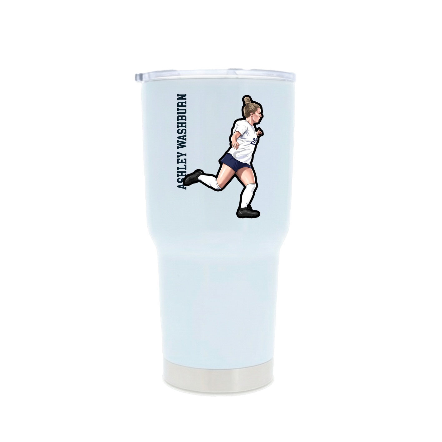 30oz Stainless Steel Tumbler — Name Vertical in White