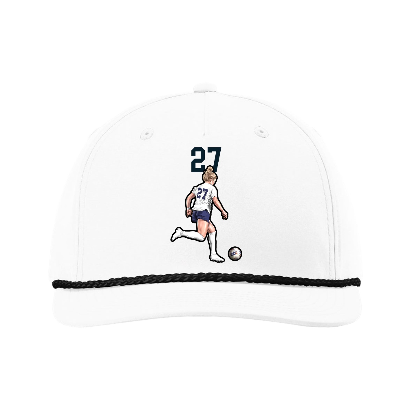 Five-Panel Classic Rope Cap — Number Top in White