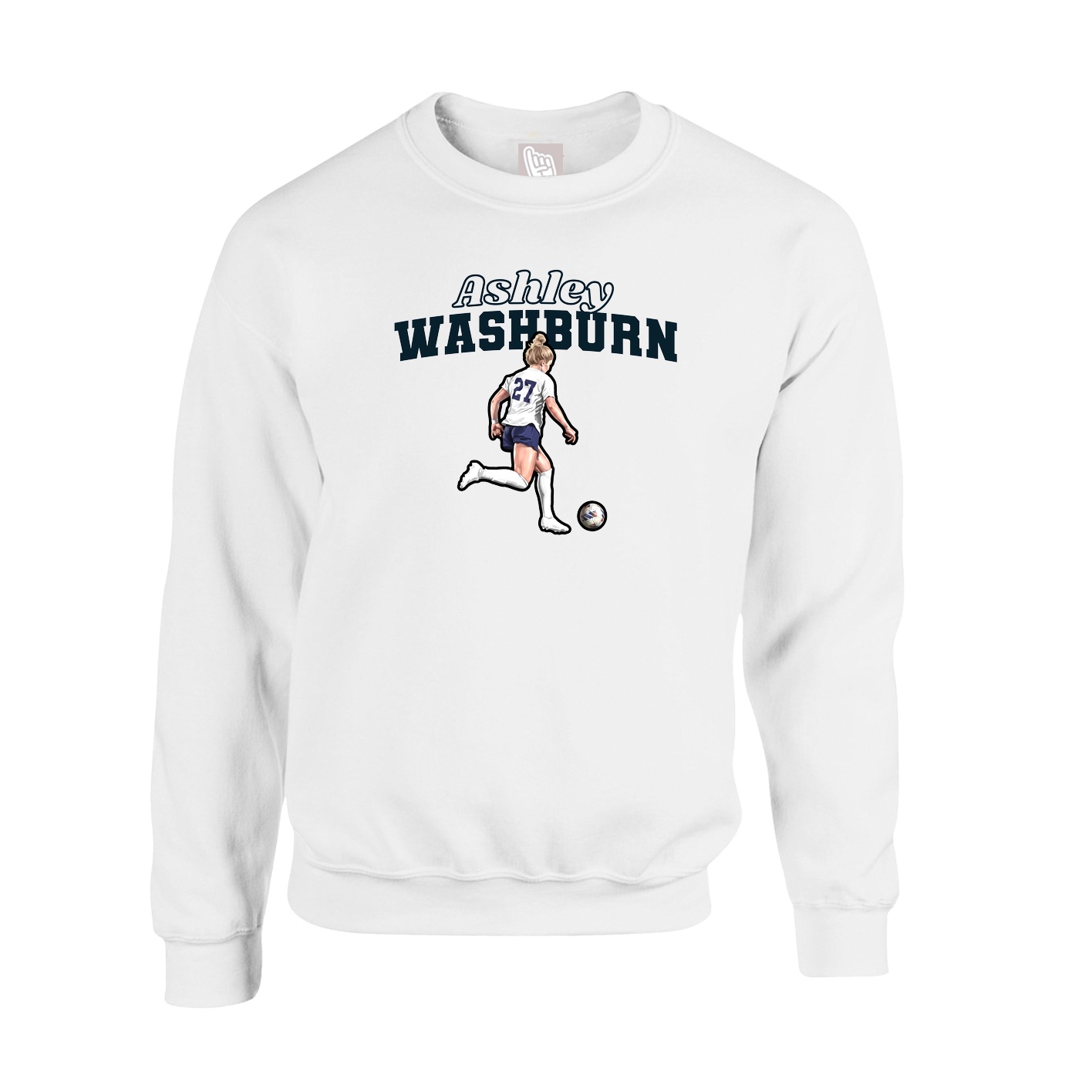 Fleece Crew — Name Arch in White