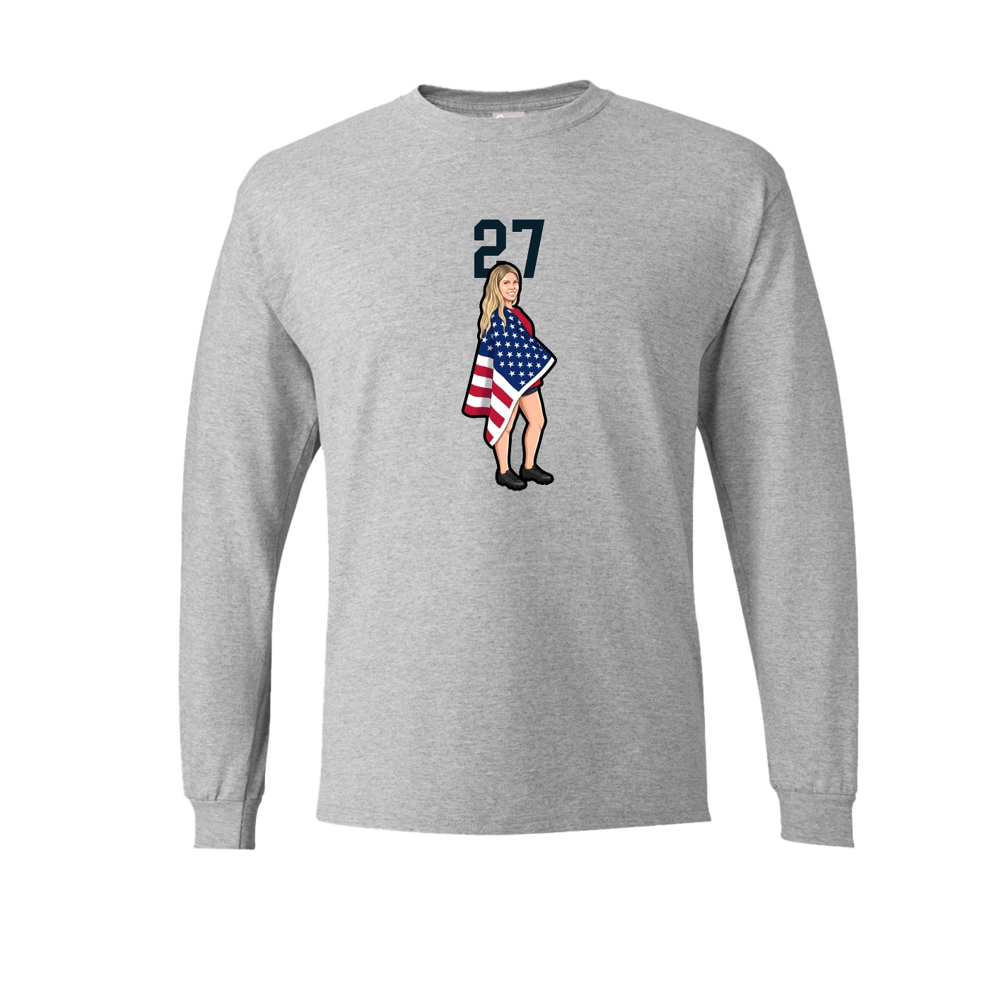 Long Sleeve Tee — Number Top in Grey