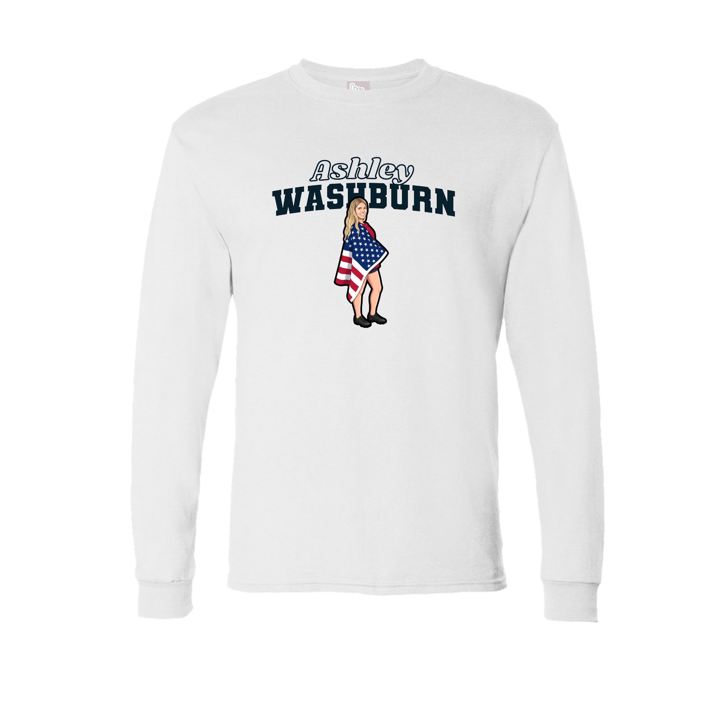 Long Sleeve Tee — Name Arch in White