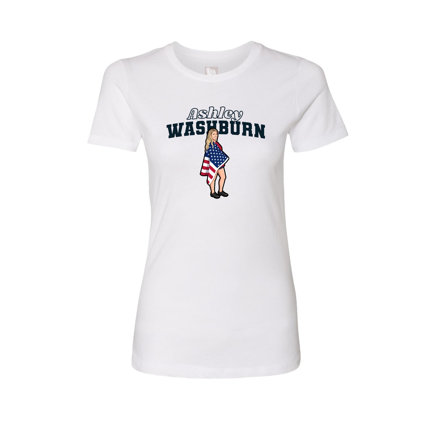Fitted Women's Tee — Name Arch in White