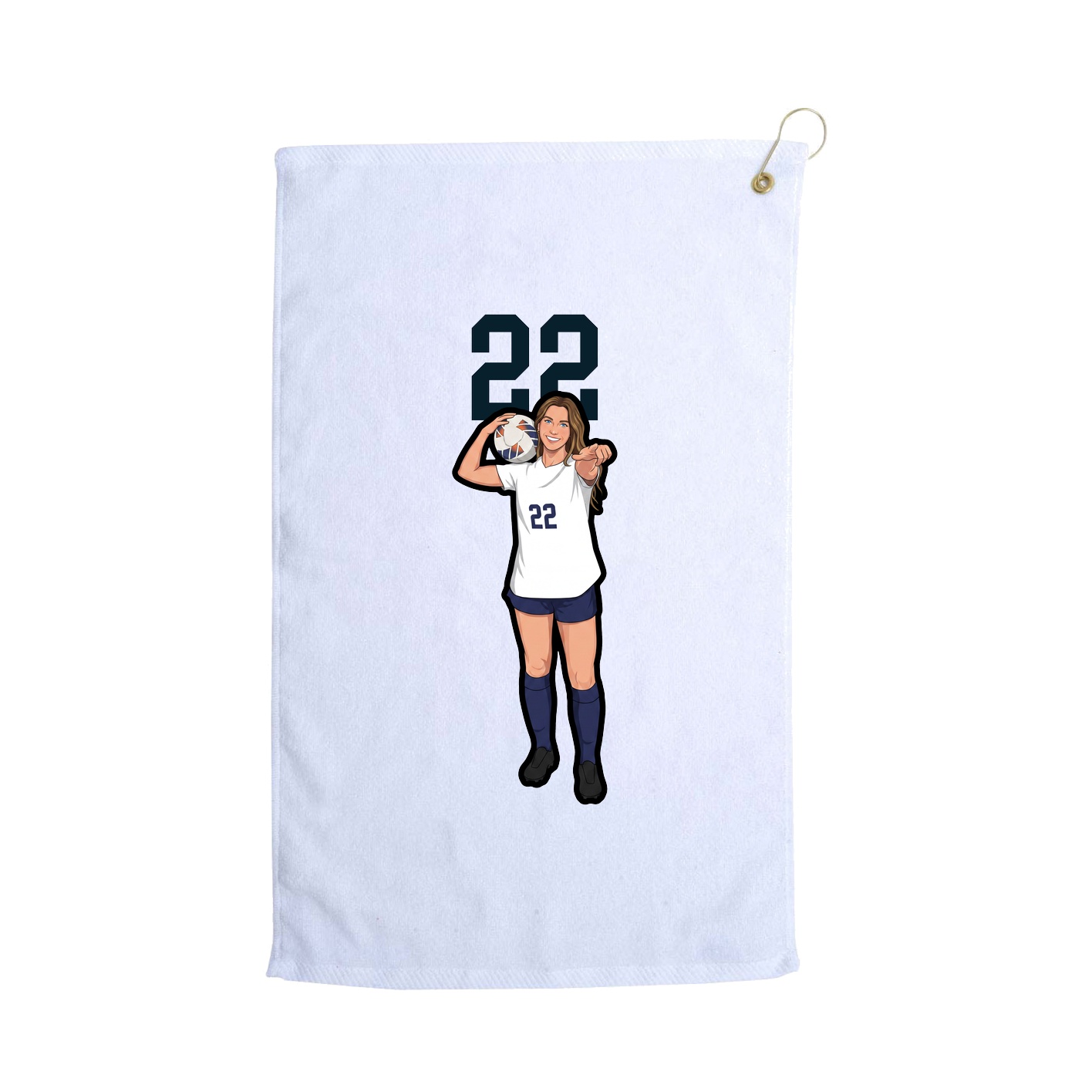 Golf Towel — Number Top in White