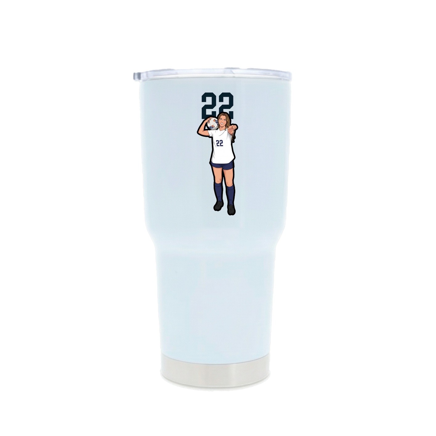 30oz Stainless Steel Tumbler — Number Top in White