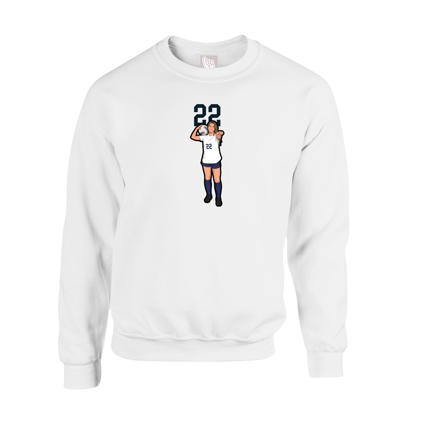 Fleece Crew — Number Top in White