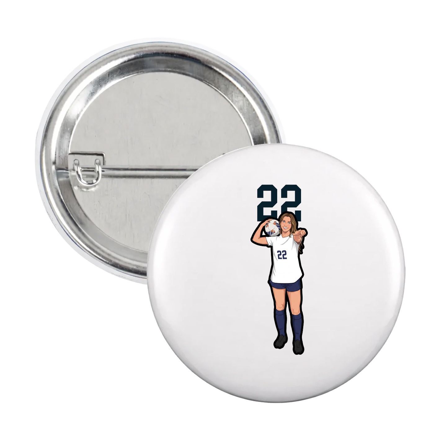 Game Day Button — Number Top in White