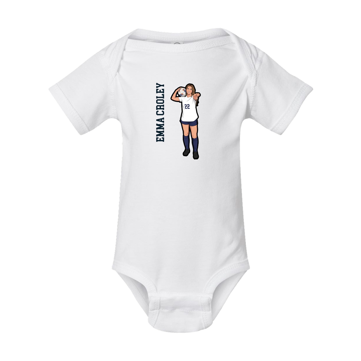 Baby Onesie — Name Vertical in White