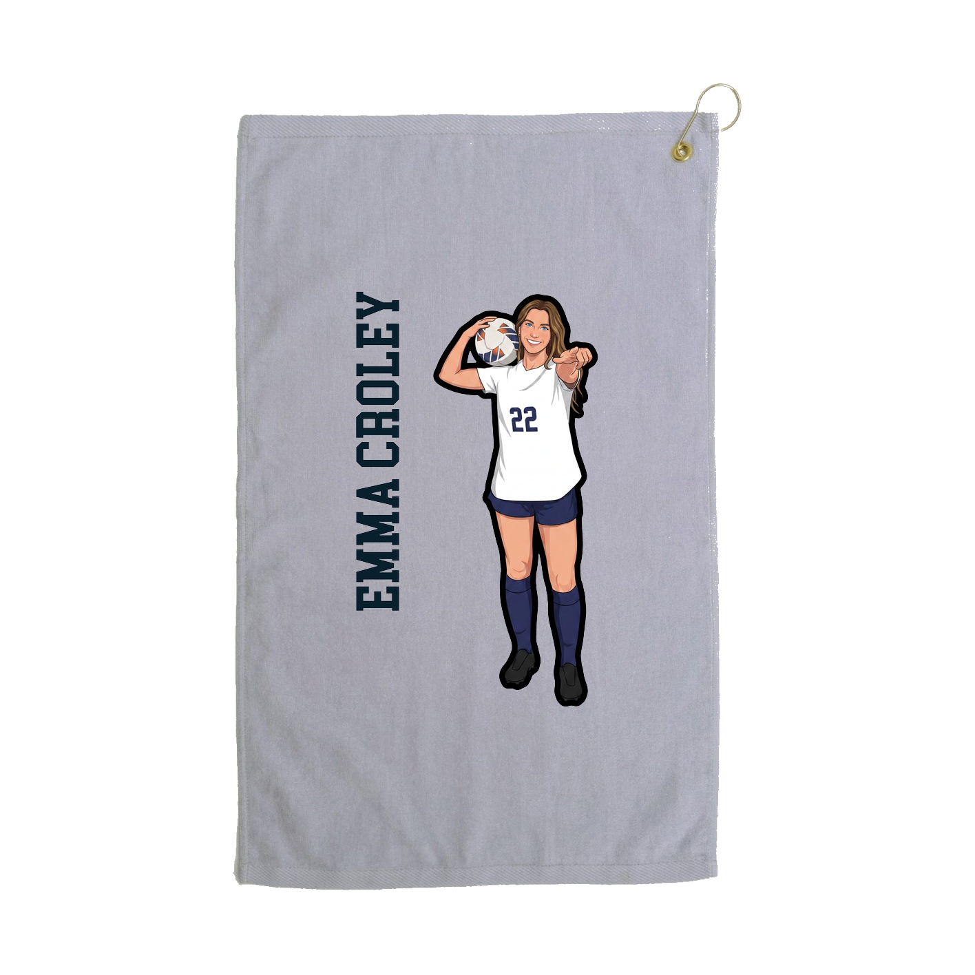 Golf Towel — Name Vertical in Grey