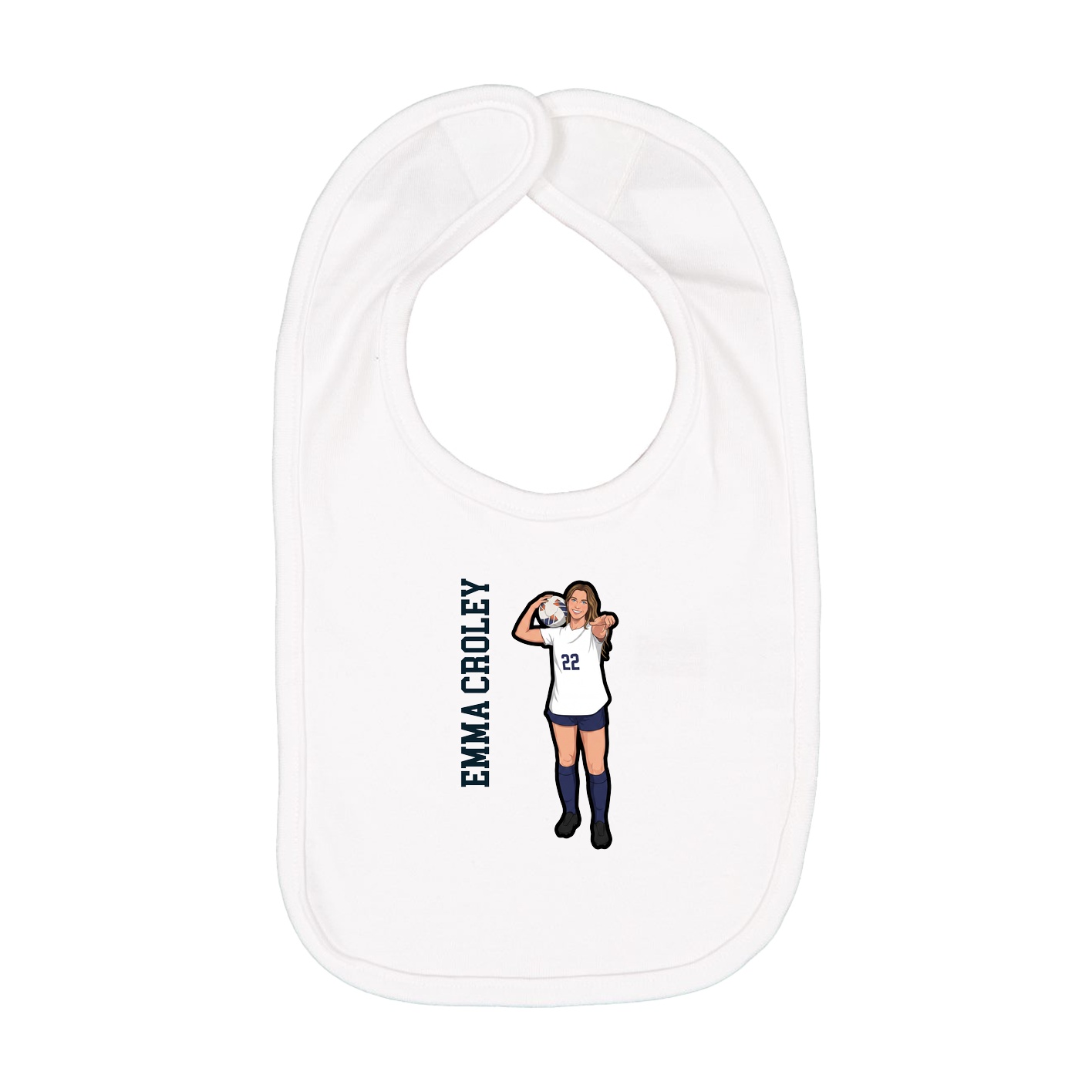 Infant Bib — Name Vertical in White