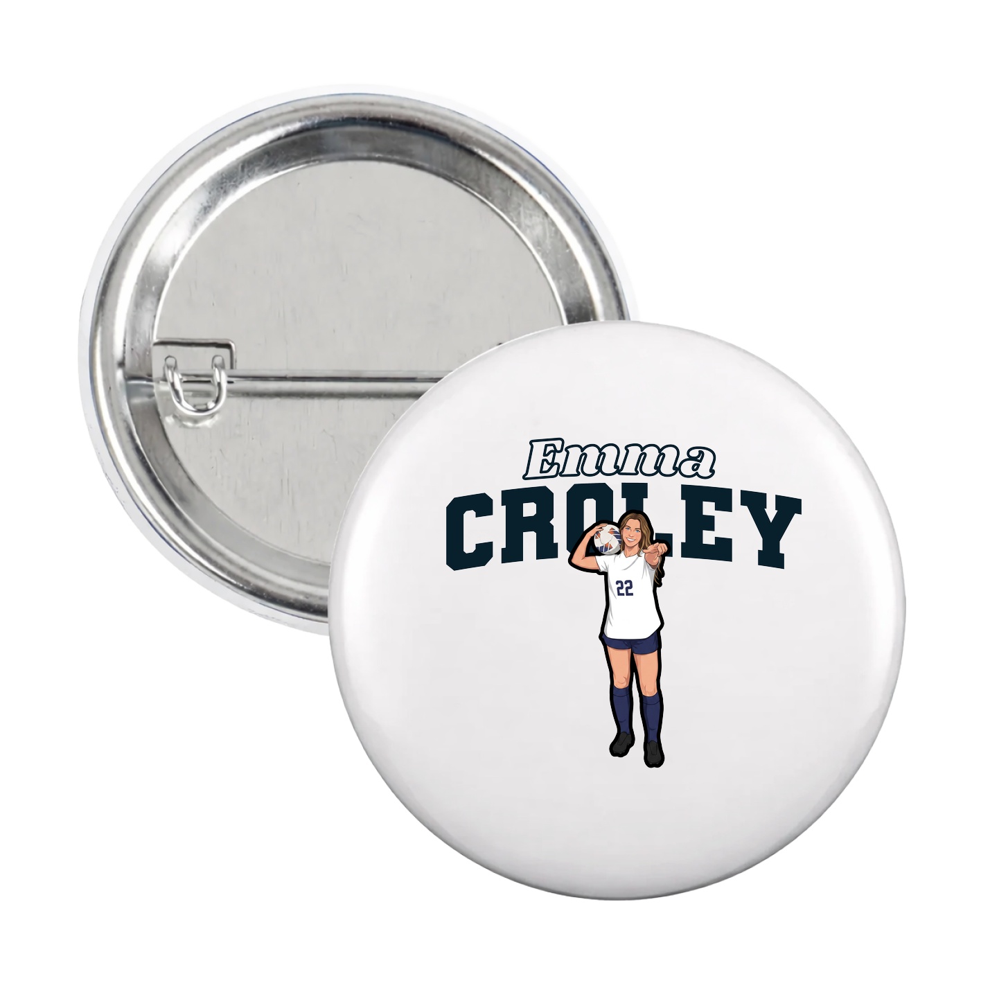Game Day Button — Name Arch in White