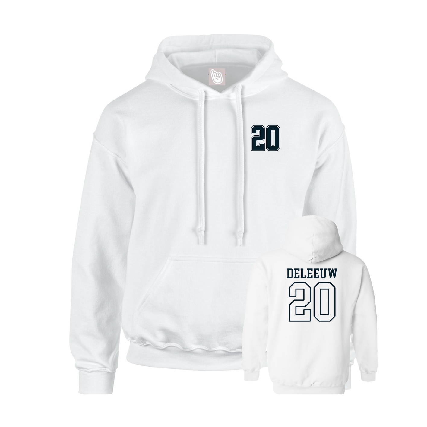 Youth Hoodie — Chest Back in White