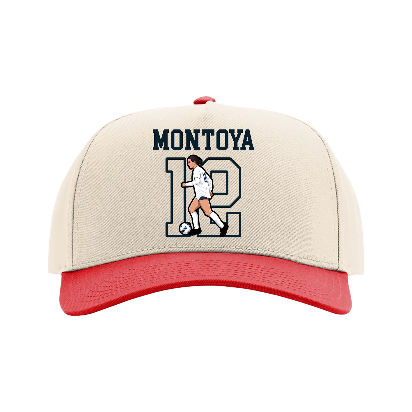 Full Fabric Five-Panel Champ Cap — Shirsey in Cream/Red