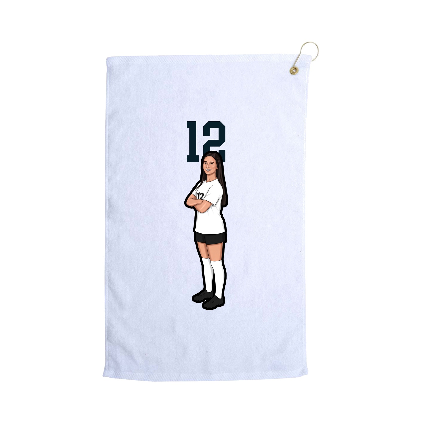 Golf Towel — Number Top in White