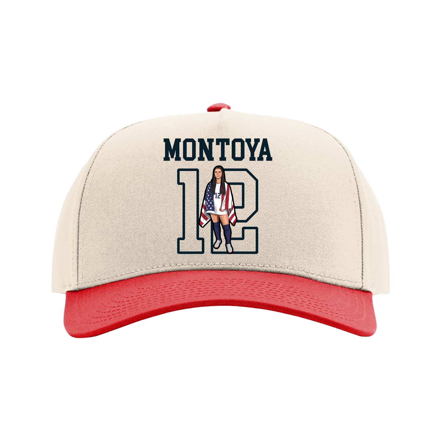 Full Fabric Five-Panel Champ Cap — Shirsey in Cream/Red