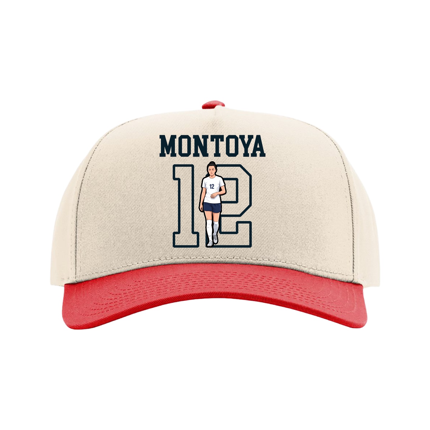 Full Fabric Five-Panel Champ Cap — Shirsey in Cream/Red