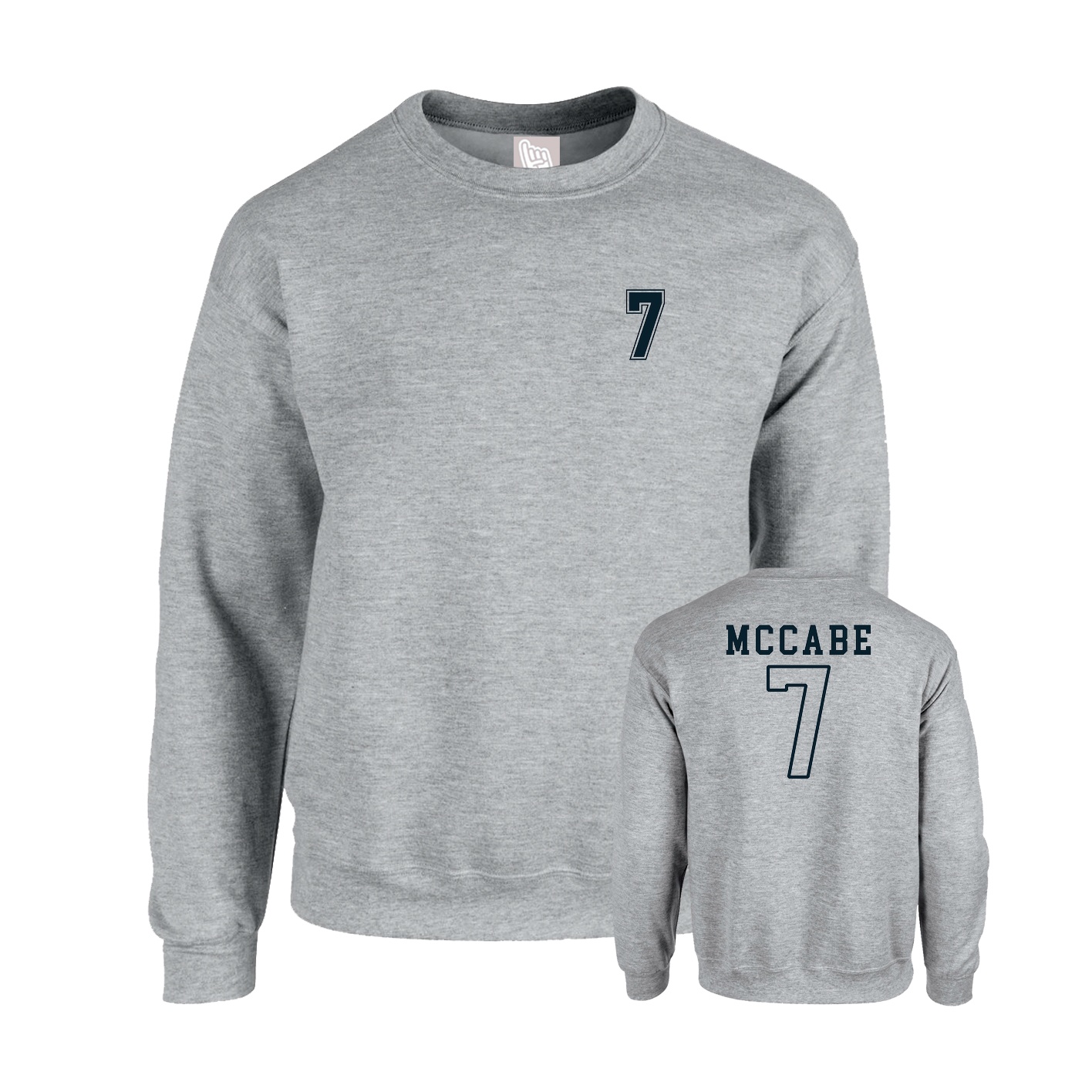Fleece Crew — Chest Back in Grey