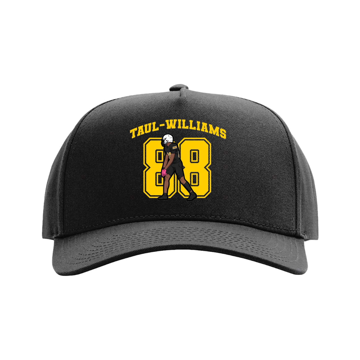 Full Fabric Five-Panel Champ Cap — Number in Black
