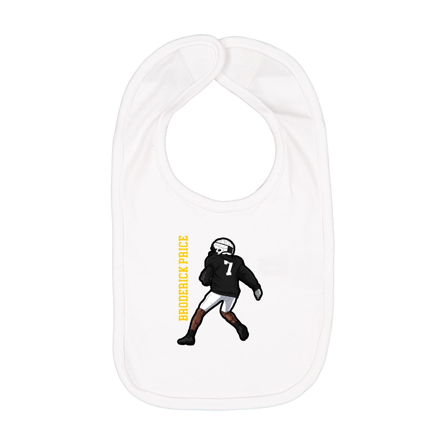 Infant Bib — Name Vertical in White