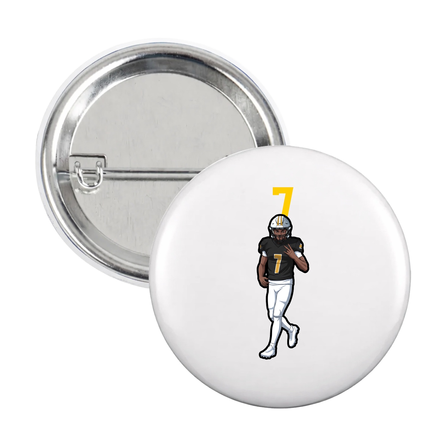Game Day Button — Number Top in White