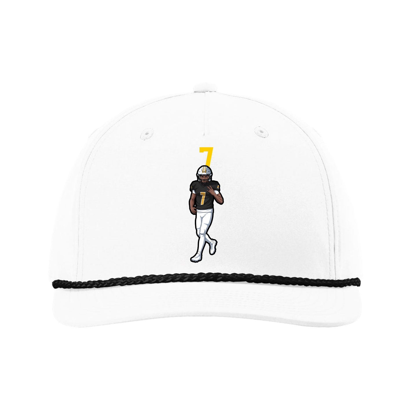 Five-Panel Classic Rope Cap — Number Top in White