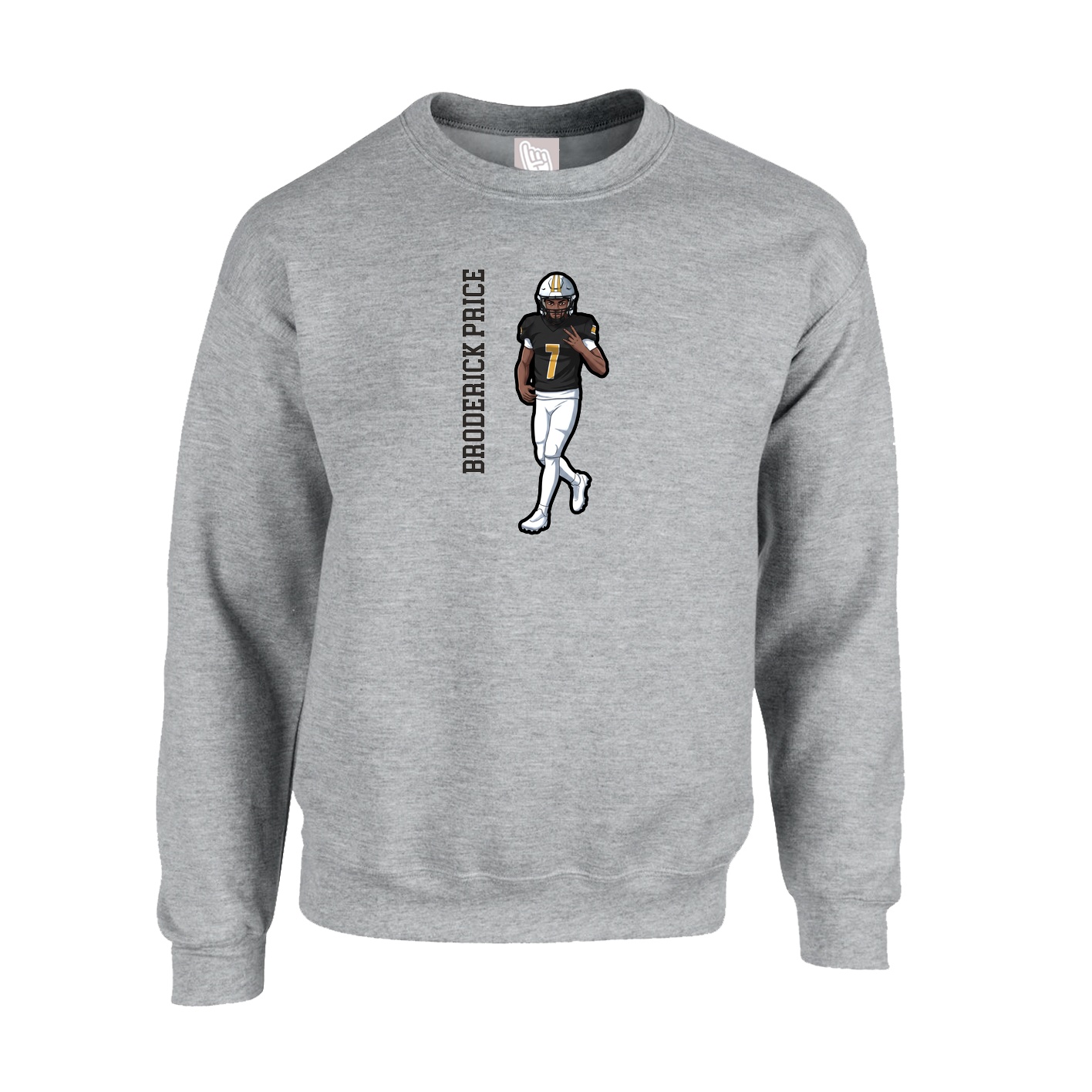 Fleece Crew — Name Vertical in Grey