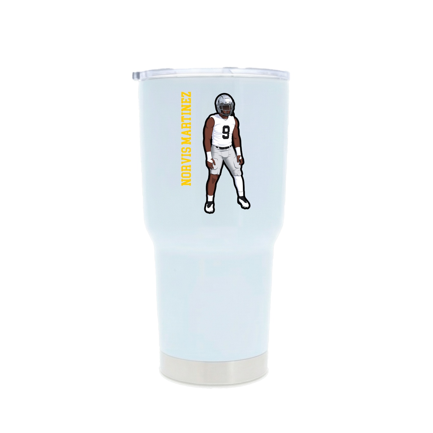 30oz Stainless Steel Tumbler — Name Vertical in White