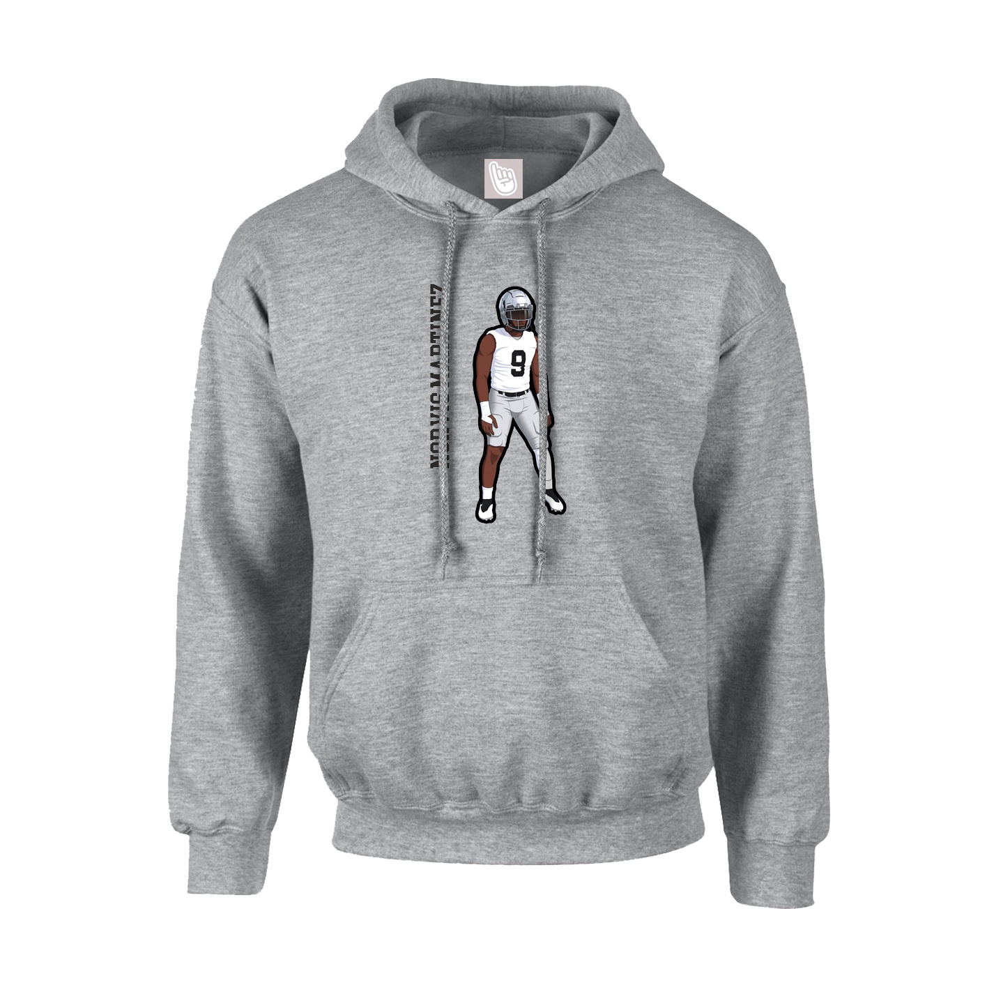 Hoodie — Name Vertical in Grey