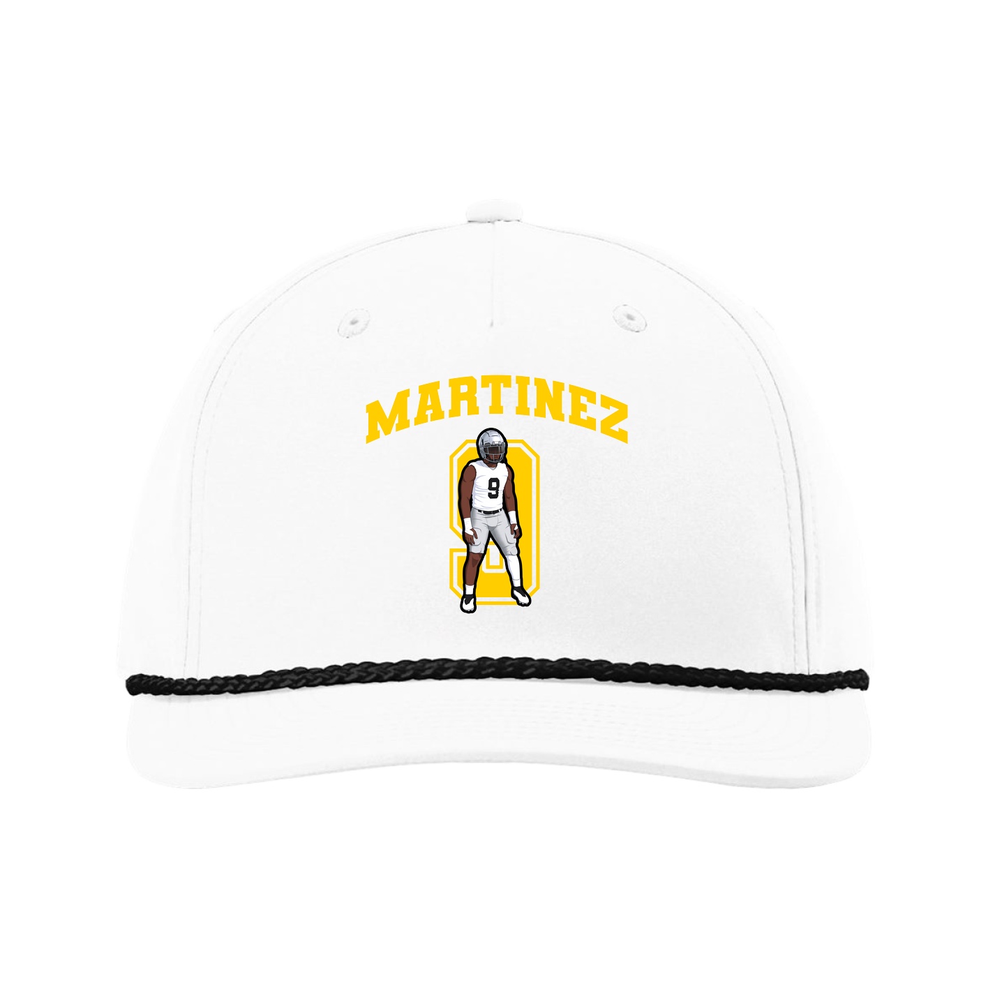 Five-Panel Classic Rope Cap — Number in White