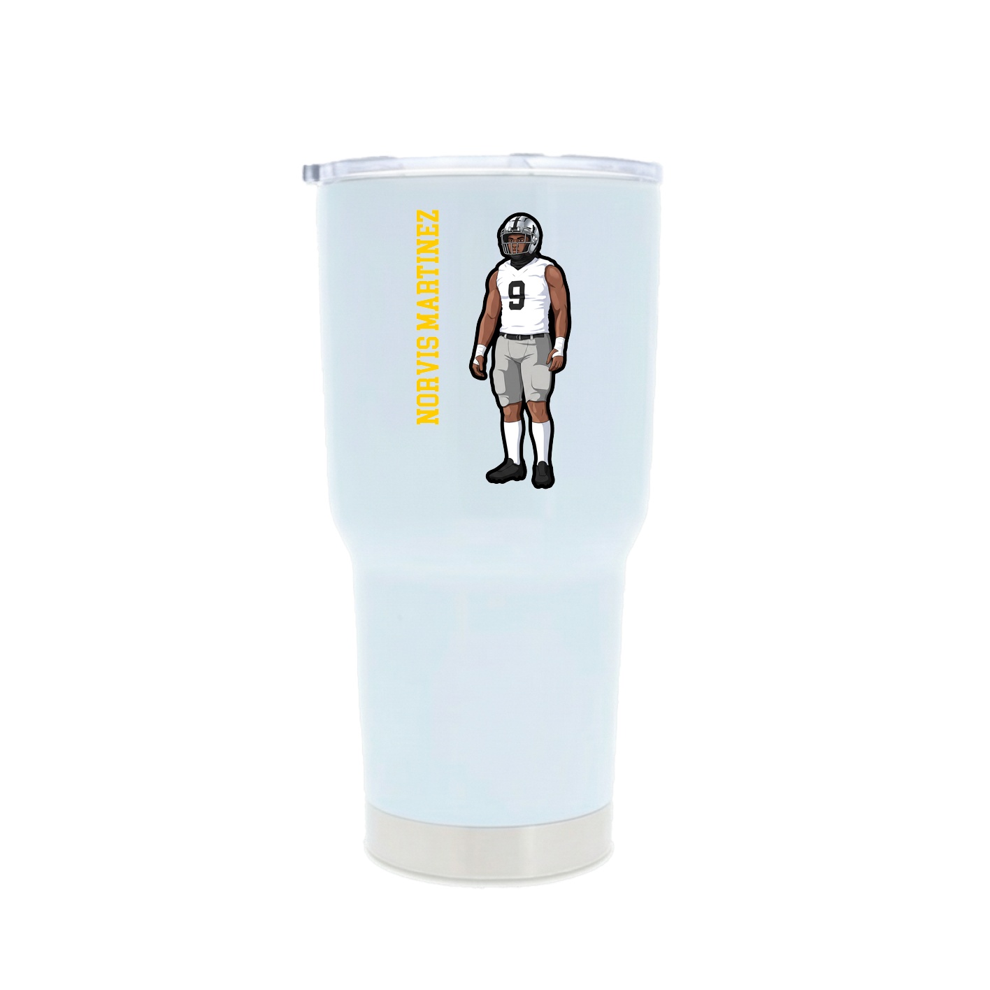 30oz Stainless Steel Tumbler — Name Vertical in White