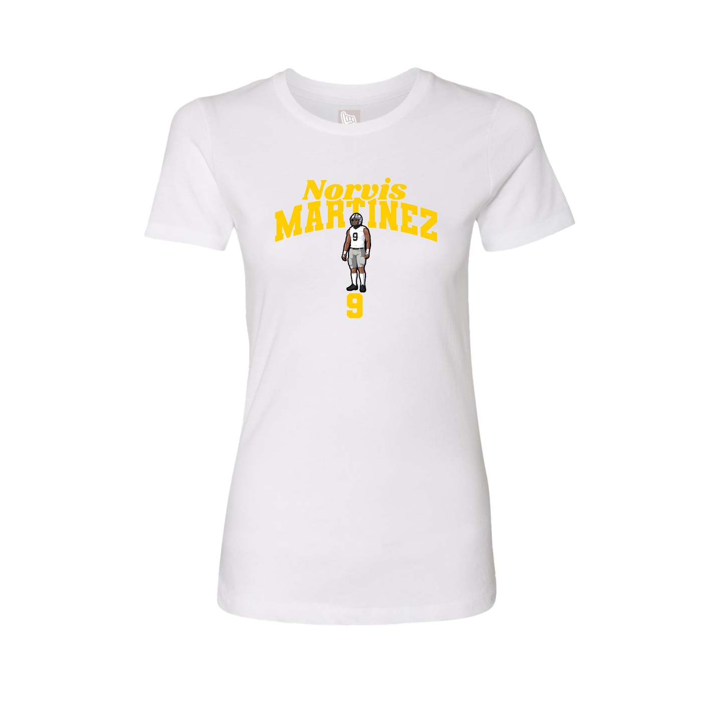 Fitted Women's Tee — Signature Arch in White