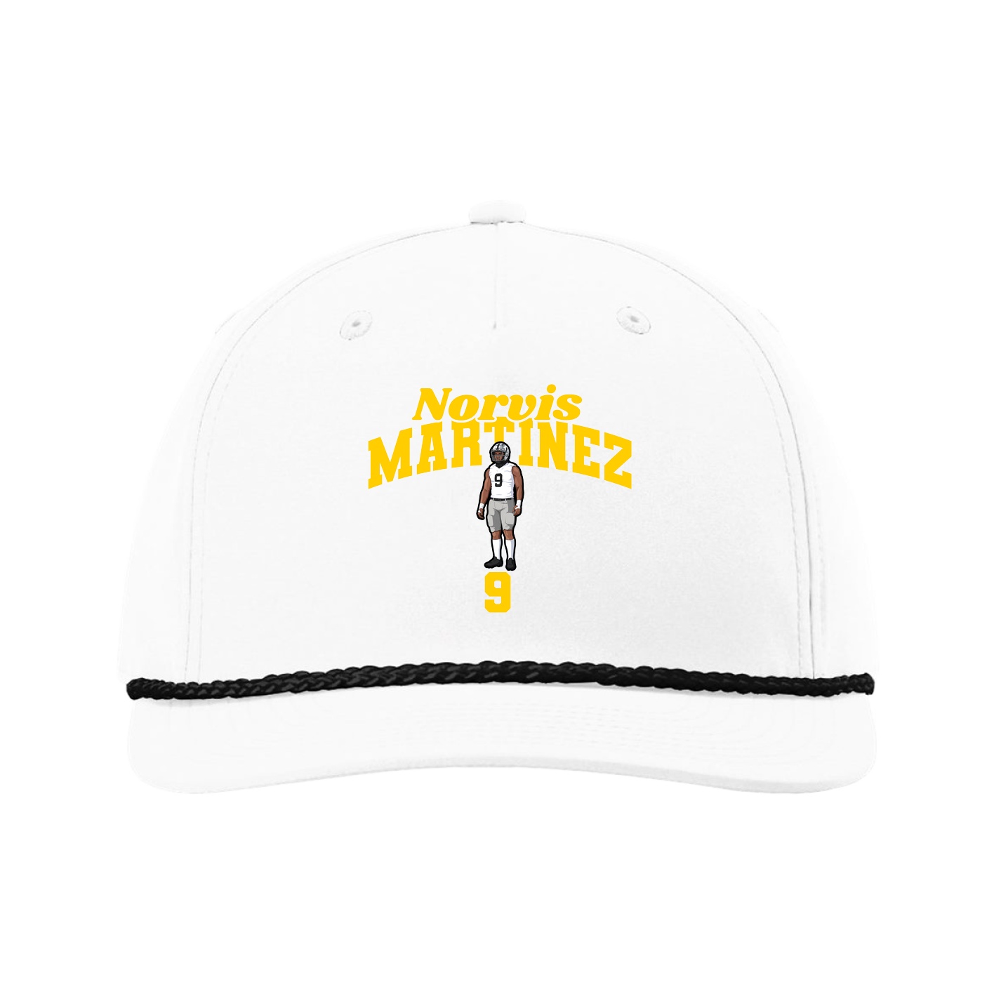 Five-Panel Classic Rope Cap — Signature Arch in White