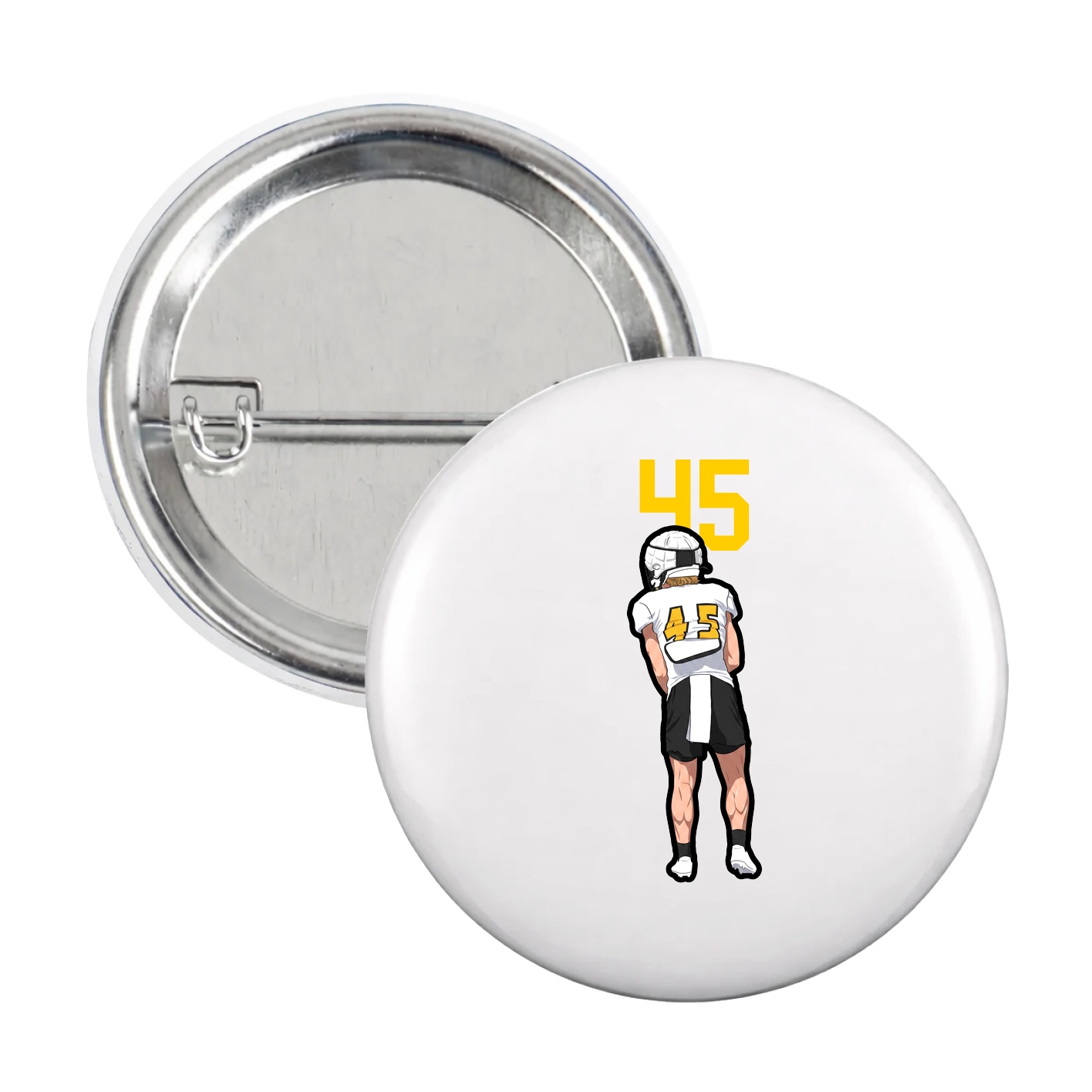 Game Day Button — Number Top in White