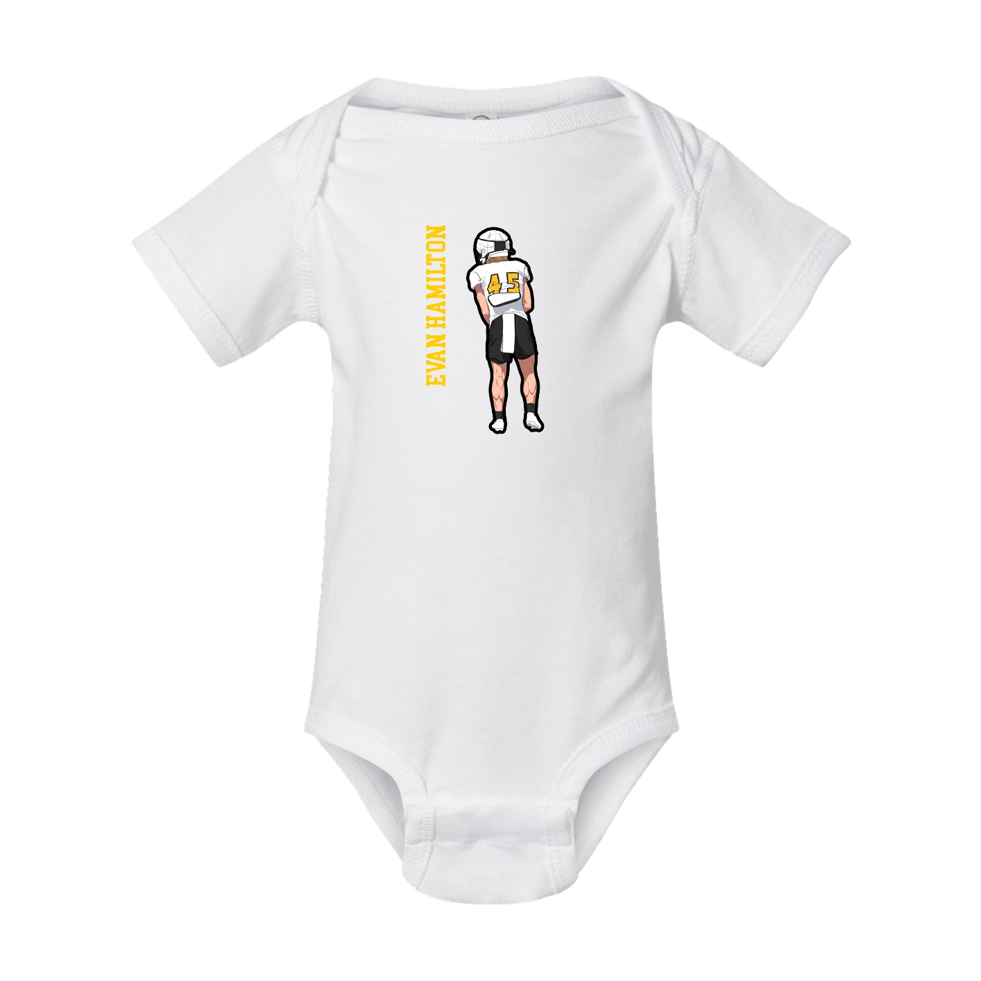 Baby Onesie — Name Vertical in White