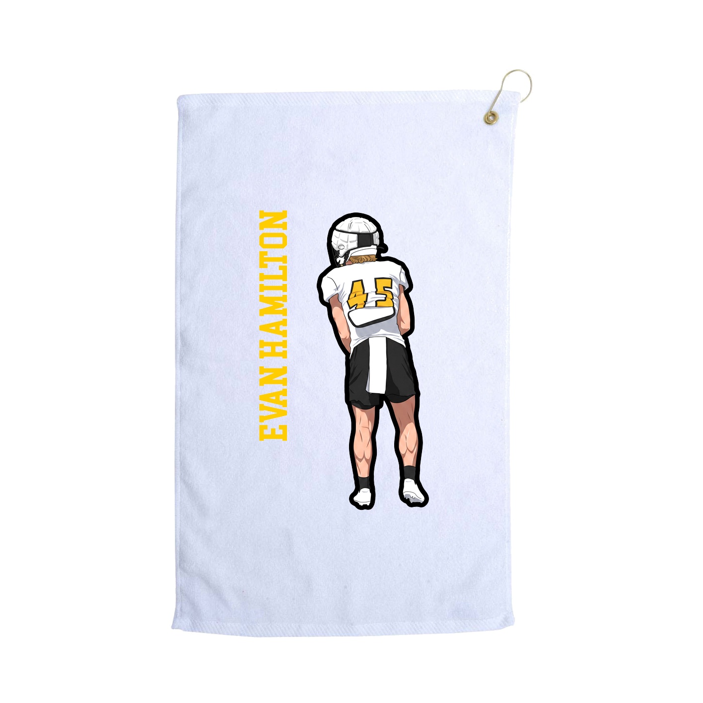 Golf Towel — Name Vertical in White