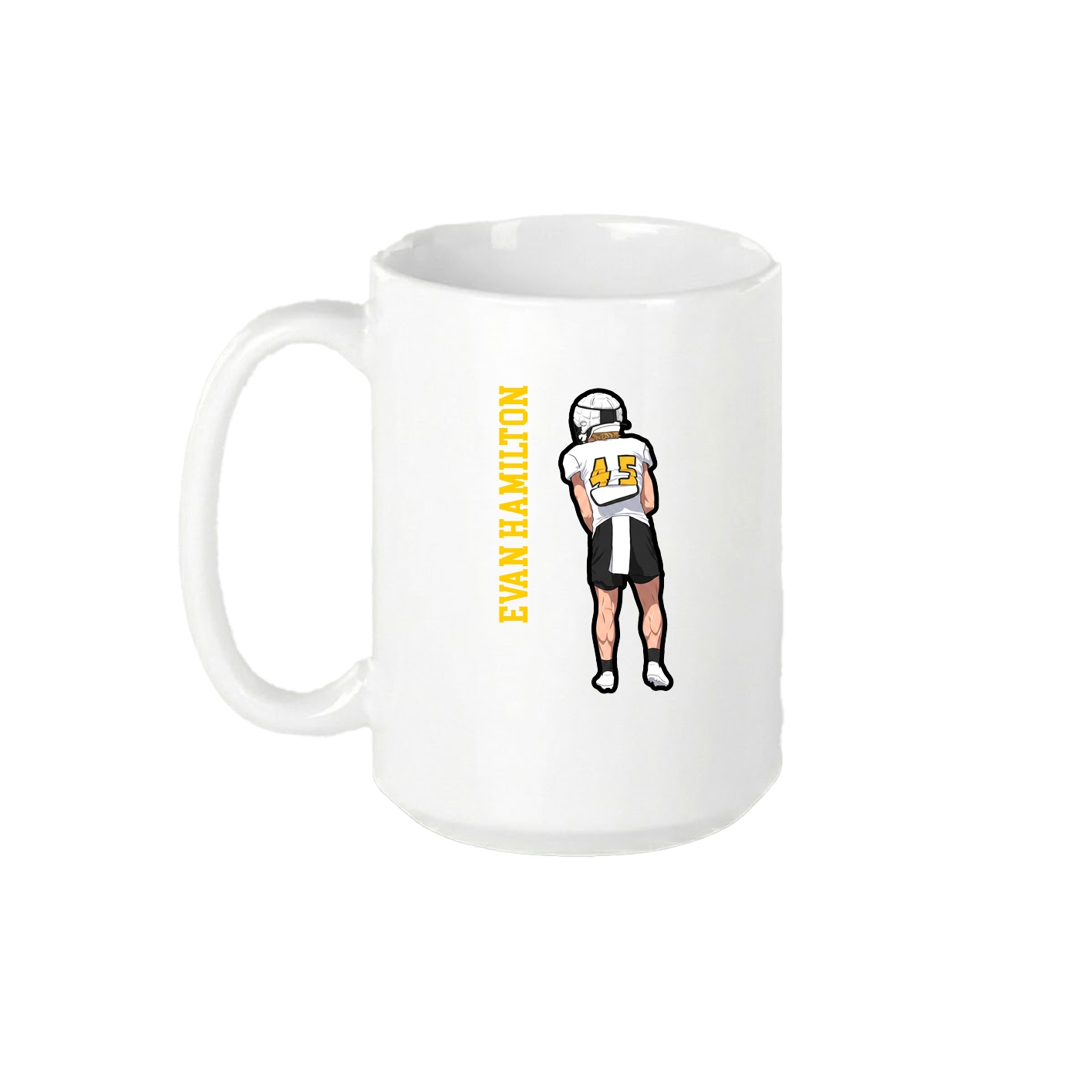 15oz Coffee Mug — Name Vertical in White