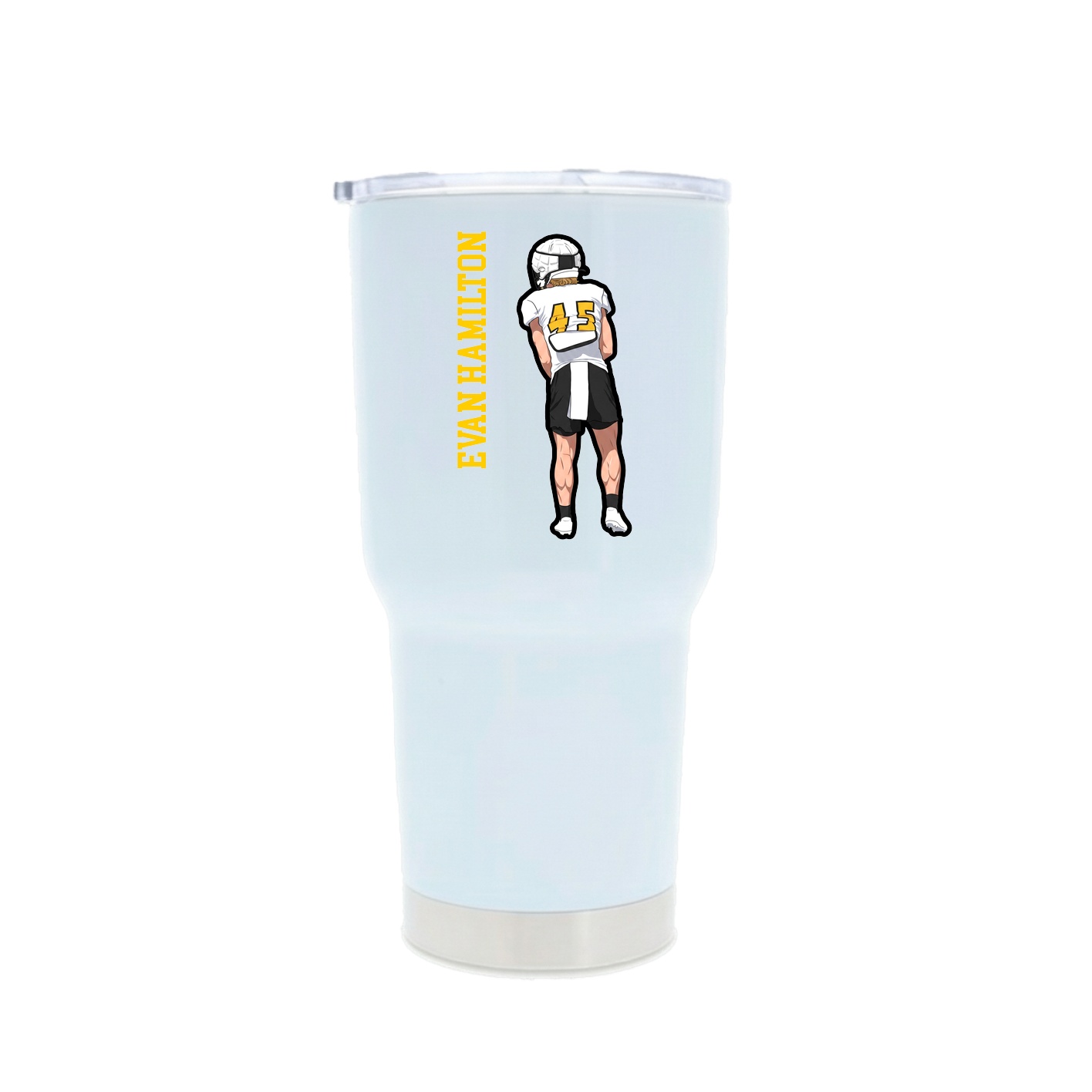 30oz Stainless Steel Tumbler — Name Vertical in White