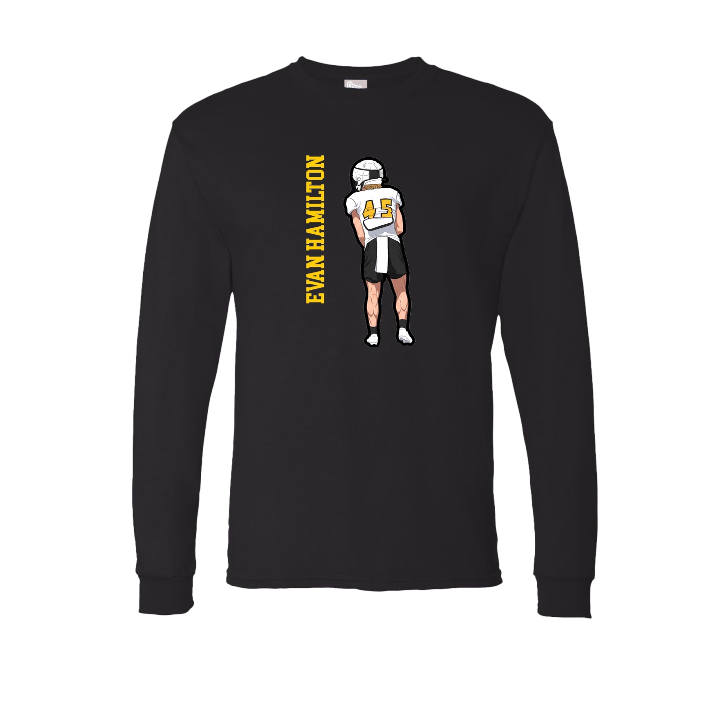Long Sleeve Tee — Name Vertical in Black