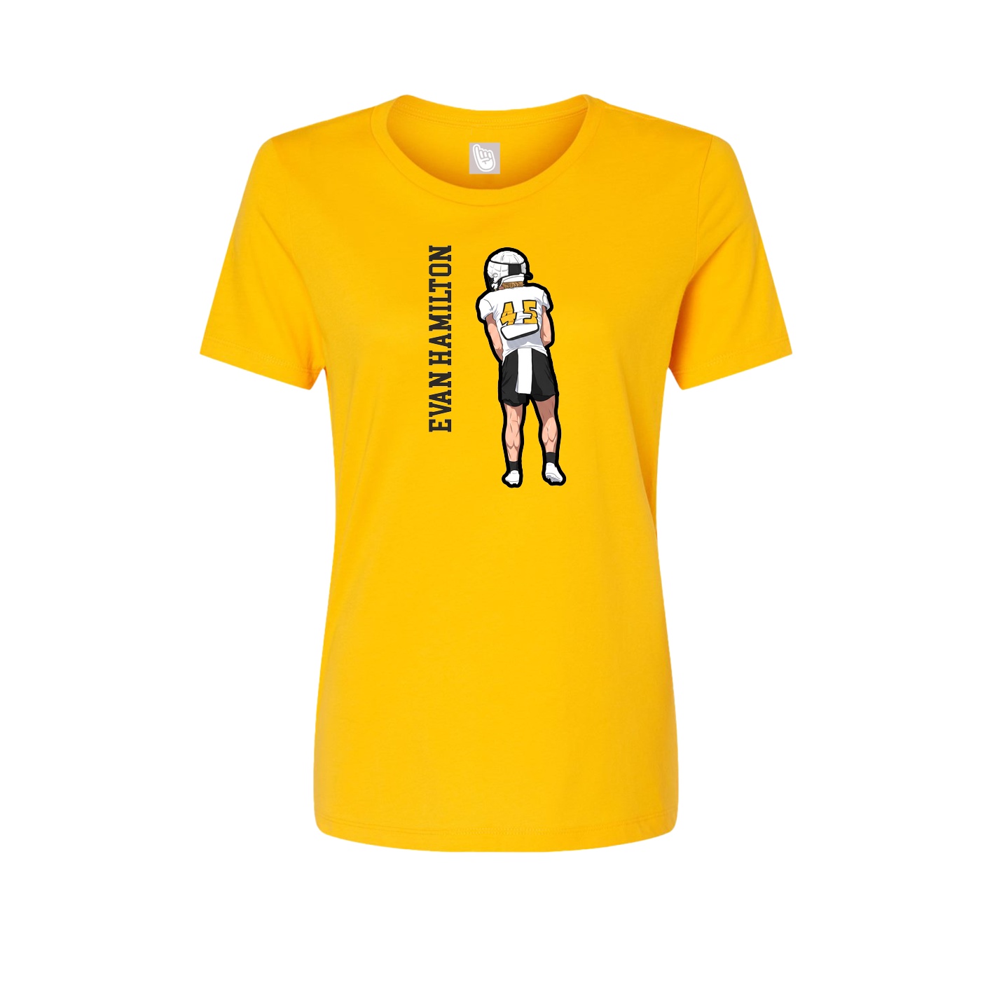 Fitted Women's Tee — Name Vertical in Gold