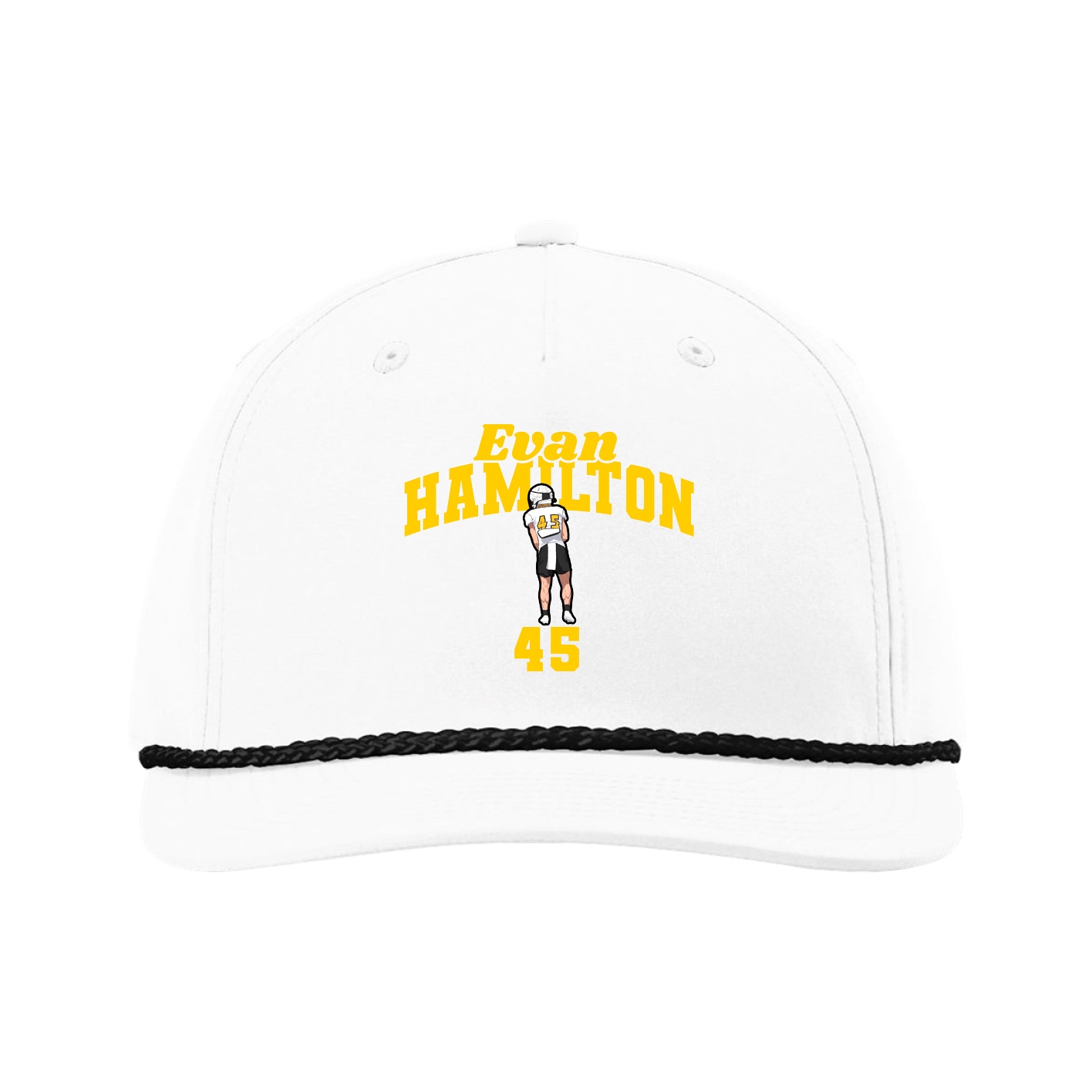 Five-Panel Classic Rope Cap — Signature Arch in White