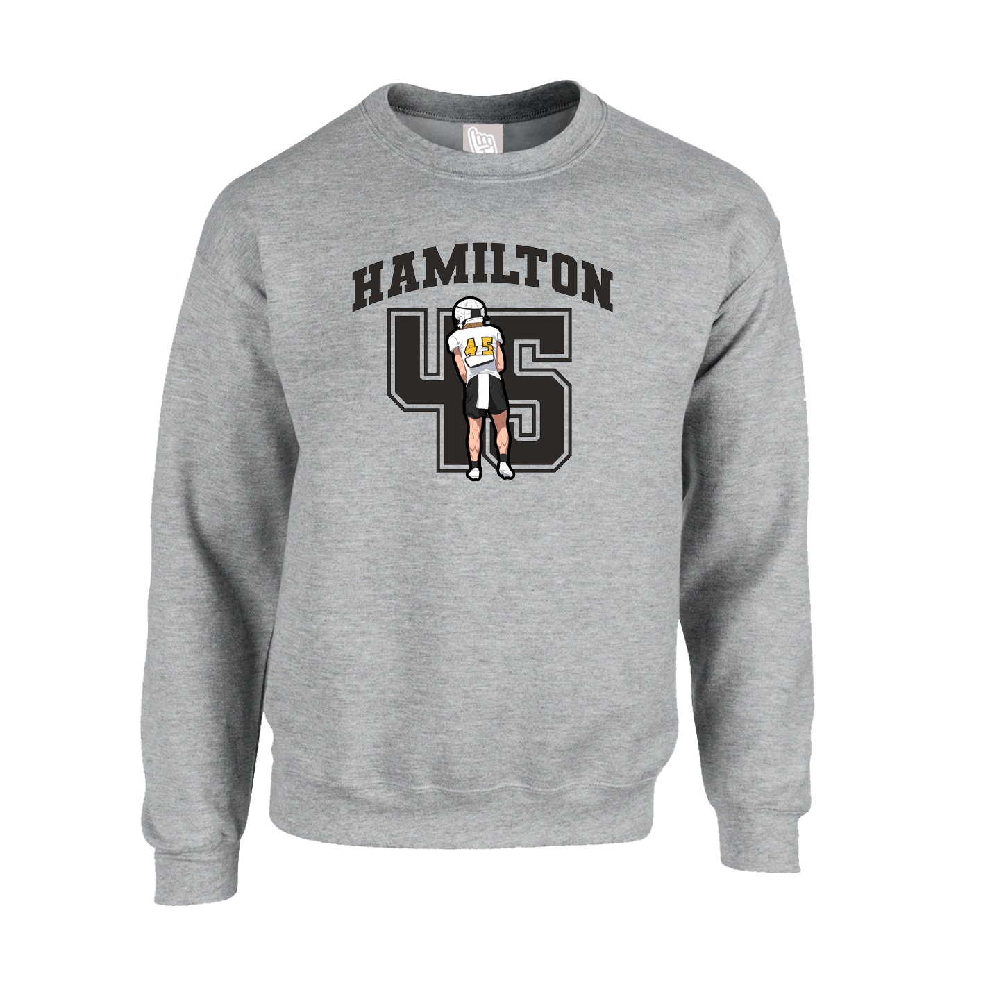 Fleece Crew — Number in Grey