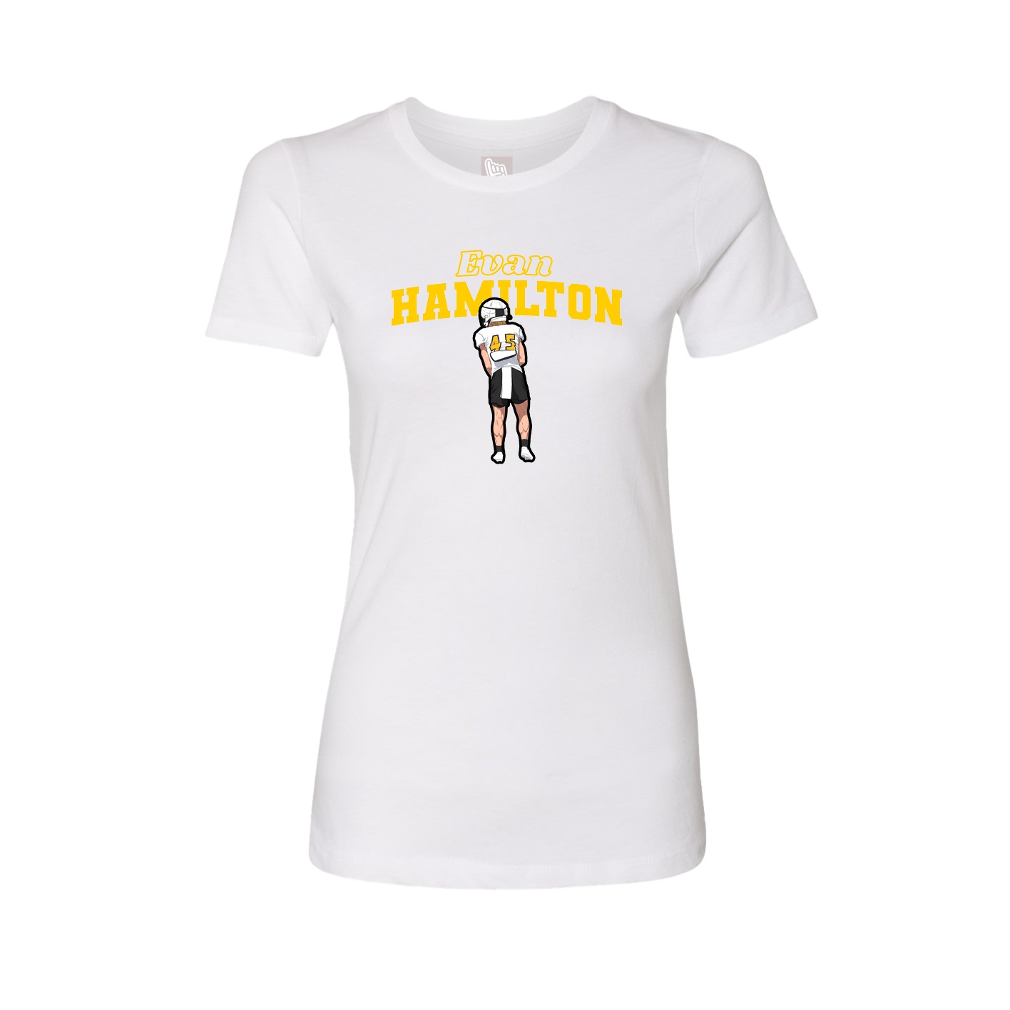 Fitted Women's Tee — Name Arch in White