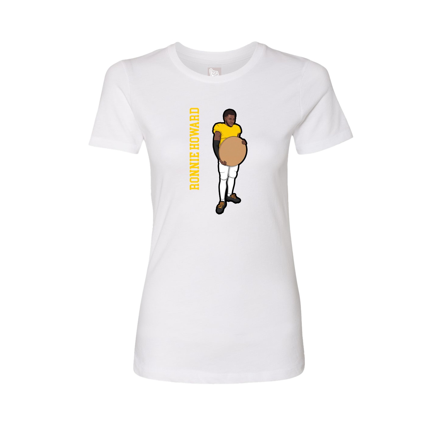 Fitted Women's Tee — Name Vertical in White